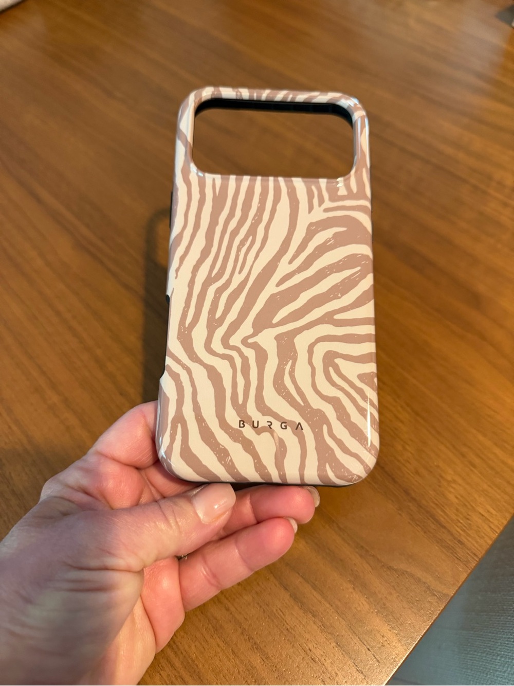Burga Pink Beige Zebra-Pattern Protective Phone Case